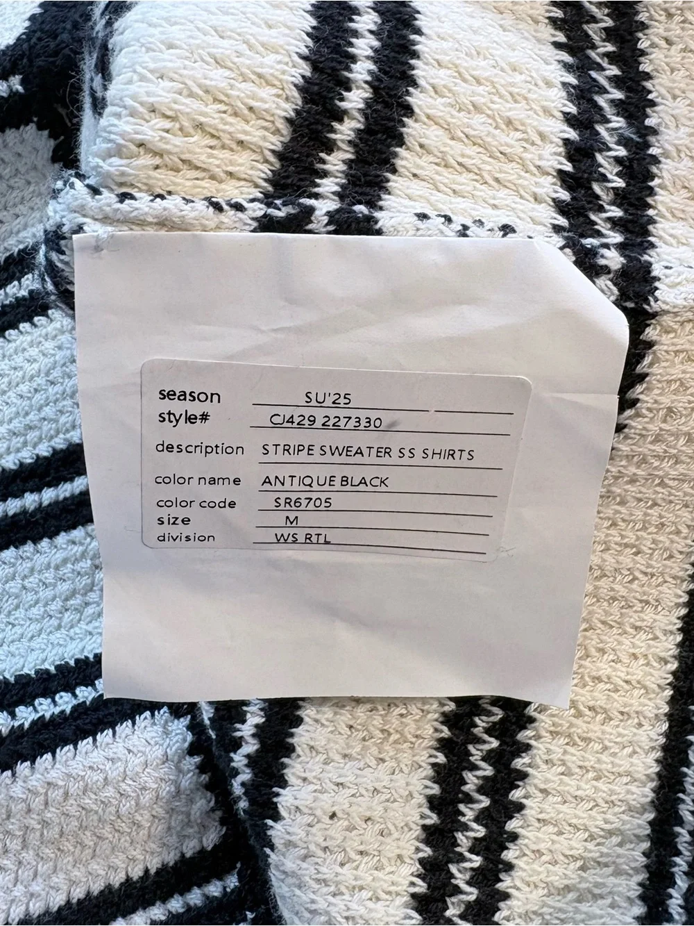 💥NWT J.Crew Photo Sample Striped Crochet Knit Sweater Shirt Cotton Sz M🧡